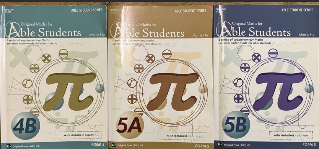 Original Maths for the Able Students （分類：補充練習）位於 Hong Kong。 由 tkm0603 提交（商品編號 1448413048，圖片 1）。簡介： 呢套係《Original Maths for Able Students》嘅補充練習簿，有齊中四下學期 (4B)、中五上學期 (5A) 同埋中五下學期 (5B) 嘅練習。本書有詳細解答，幫你溫習數學。適合想操多啲數嘅同學仔。 每本$45 全套$120。