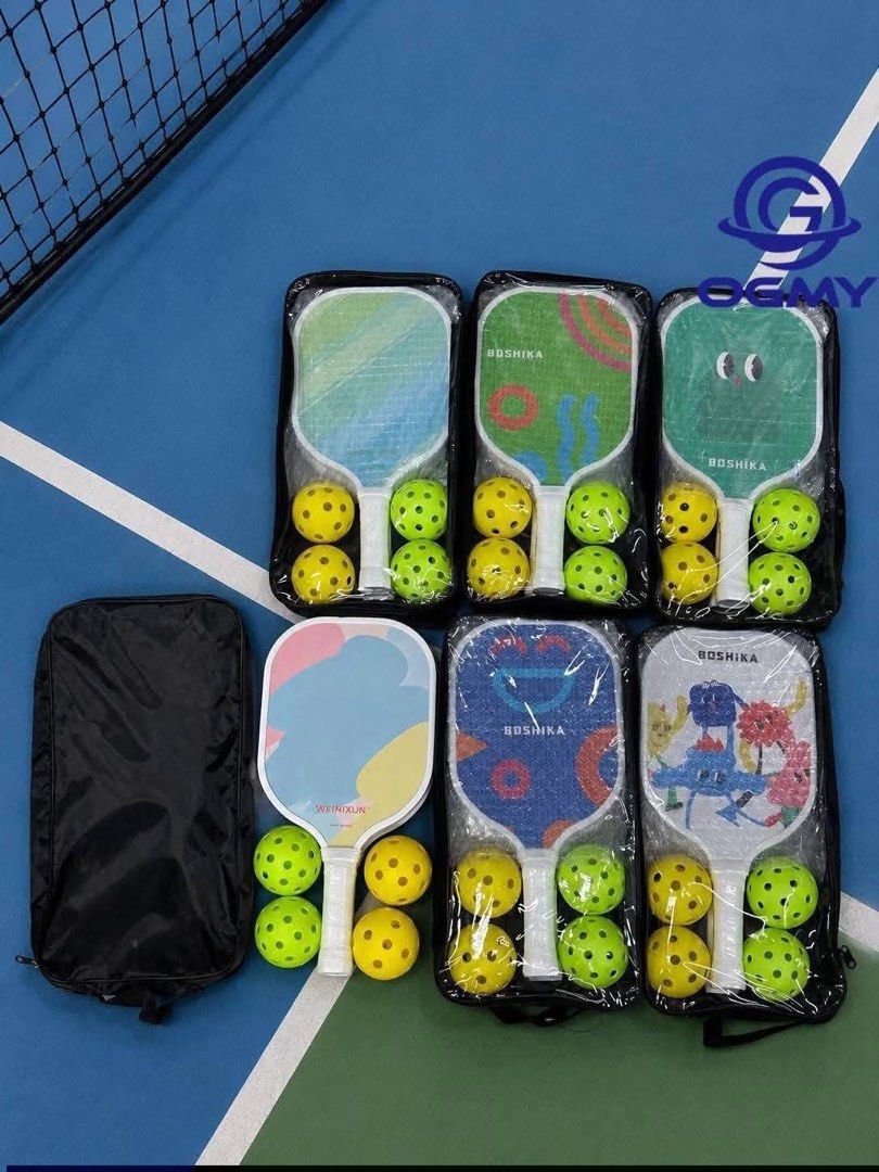 Pickleball Paddles and Balls Set - Various Designs (Category: Racket and Ball Sports) located in Manila. Submitted by adriyawnnn (Listing ID 1448352789, Image 2). Description: - Complete pickleball set: paddles and matching balls included. - Multiple unique designs and colors to choose from. - Ideal for beginners and casual players. - Get ready for some fun on the court!.