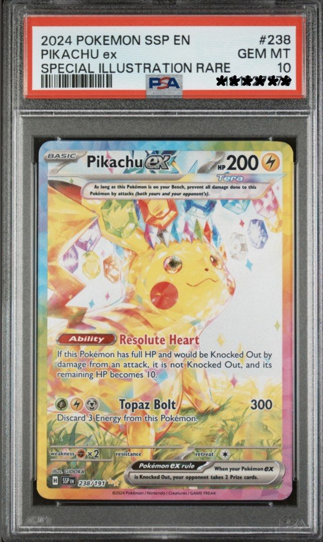 PSA 10 Pikachu SSP Suring sparks (Category: Graded Singles) located in Manila. Submitted by jocabe13 (Listing ID 1448346808, Image 1). Description: PSA 10 Pikachu SSP Suring sparks Php 80,000 Meet ups: Makati and South Area No shipping.
