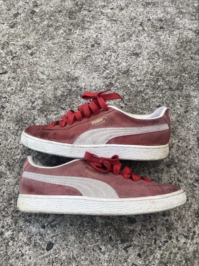 Puma Suede Classic Red Sneakers (Category: Sneakers) located in Cavite. Submitted by grabanddeclutter (Listing ID 1448281448, Image 1). Description: - Authentic Puma Suede Classic sneakers - Color: Red - Size: UK 7 / US 8 / EUR 40.5 / CM 26 - Origin: Made in Indonesia - Condition: Used, with expected signs of wear on soles and suede. Plenty of life left. Kita po sa picture - Includes: Original red laces No COD gcash payment Plus shipping fee Jnt 