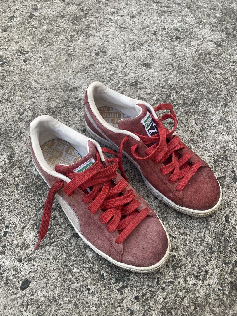 Puma Suede Classic Red Sneakers (Category: Sneakers) located in Cavite. Submitted by grabanddeclutter (Listing ID 1448281448, Image 2). Description: - Authentic Puma Suede Classic sneakers - Color: Red - Size: UK 7 / US 8 / EUR 40.5 / CM 26 - Origin: Made in Indonesia - Condition: Used, with expected signs of wear on soles and suede. Plenty of life left. Kita po sa picture - Includes: Original red laces No COD gcash payment Plus shipping fee Jnt 