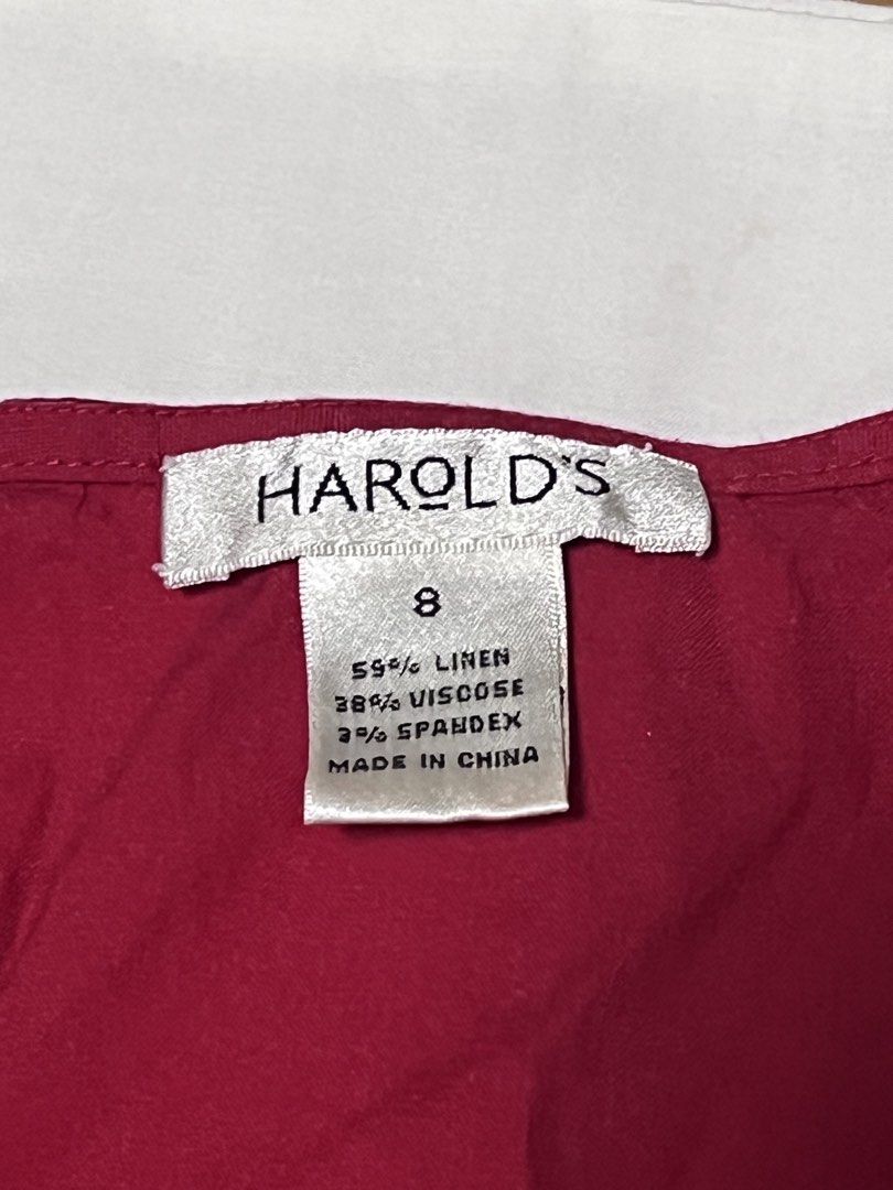 Red V-Neck Wrap Blouse with Waist Tie (Category: Others Tops) located in Iriga City. Submitted by _prelovedbymaris (Listing ID 1448468878, Image 3). Description: - Brand: Harold's - Color: Red - Style: V-Neck Wrap Blouse with Waist Tie - Size: fits Small-Medium - Features: Flattering wrap design, adjustable waist tie - Condition: Excellent.