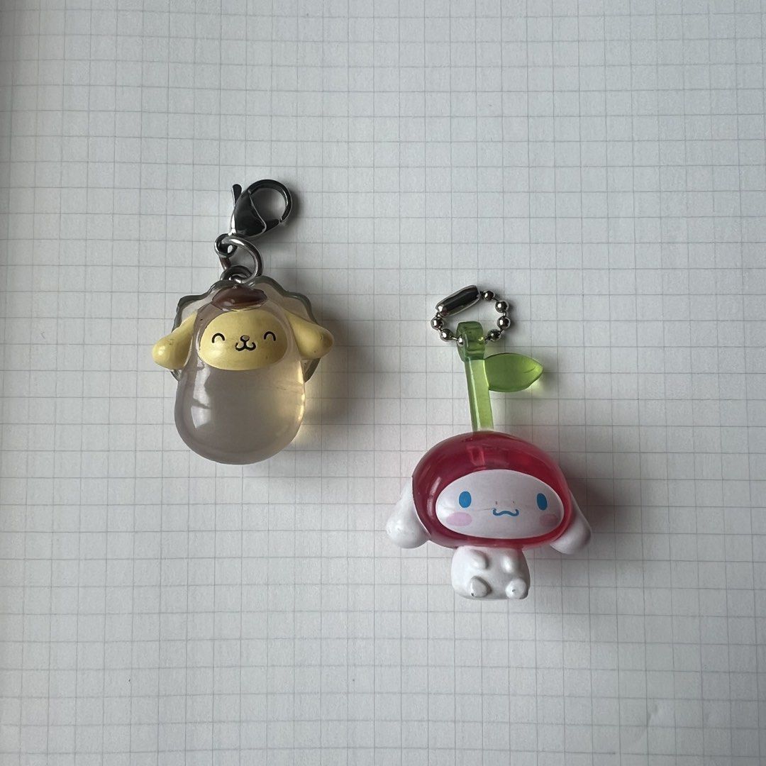 [BUNDLE] Sanrio gachapon cherry cinnamoroll & oyster pompompurin (Category: Plushies & Soft Toys) located in Makati City. Submitted by fifoaway (Listing ID 1448303553, Image 1). Description: Get both for 290! .