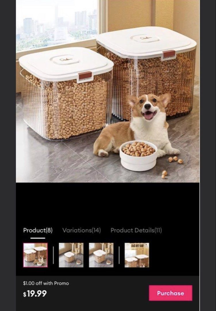 Sealed Pet Food Storage Box Container - Small/Large
