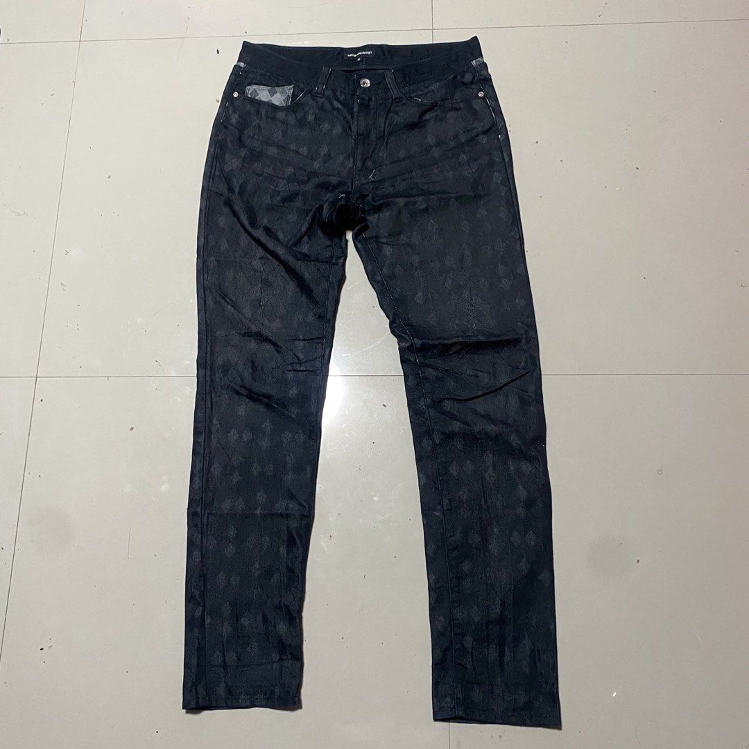 Semantic Design Black Diamond Pattern Pants Size M (Category: Jeans) located in Zamboanga. Submitted by thriftyyali (Listing ID 1448417925, Image 1). Description: - Brand: Semantic Design - Color: Black - Size: M - Pattern: Subtle all-over diamond pattern - Closure: Button fly - Style: Great for casual wear - Condition: Please check photos for details.