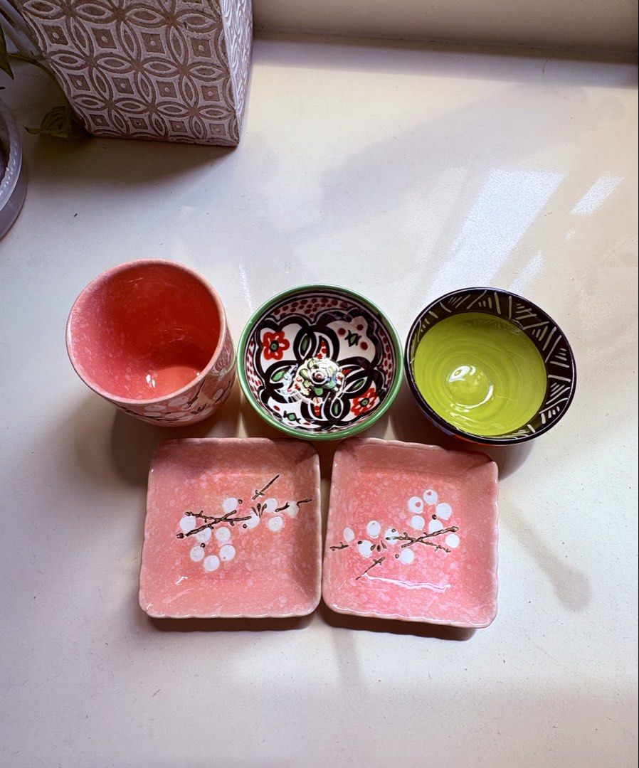 Set of 5 Ceramic Bowls and Small Plates