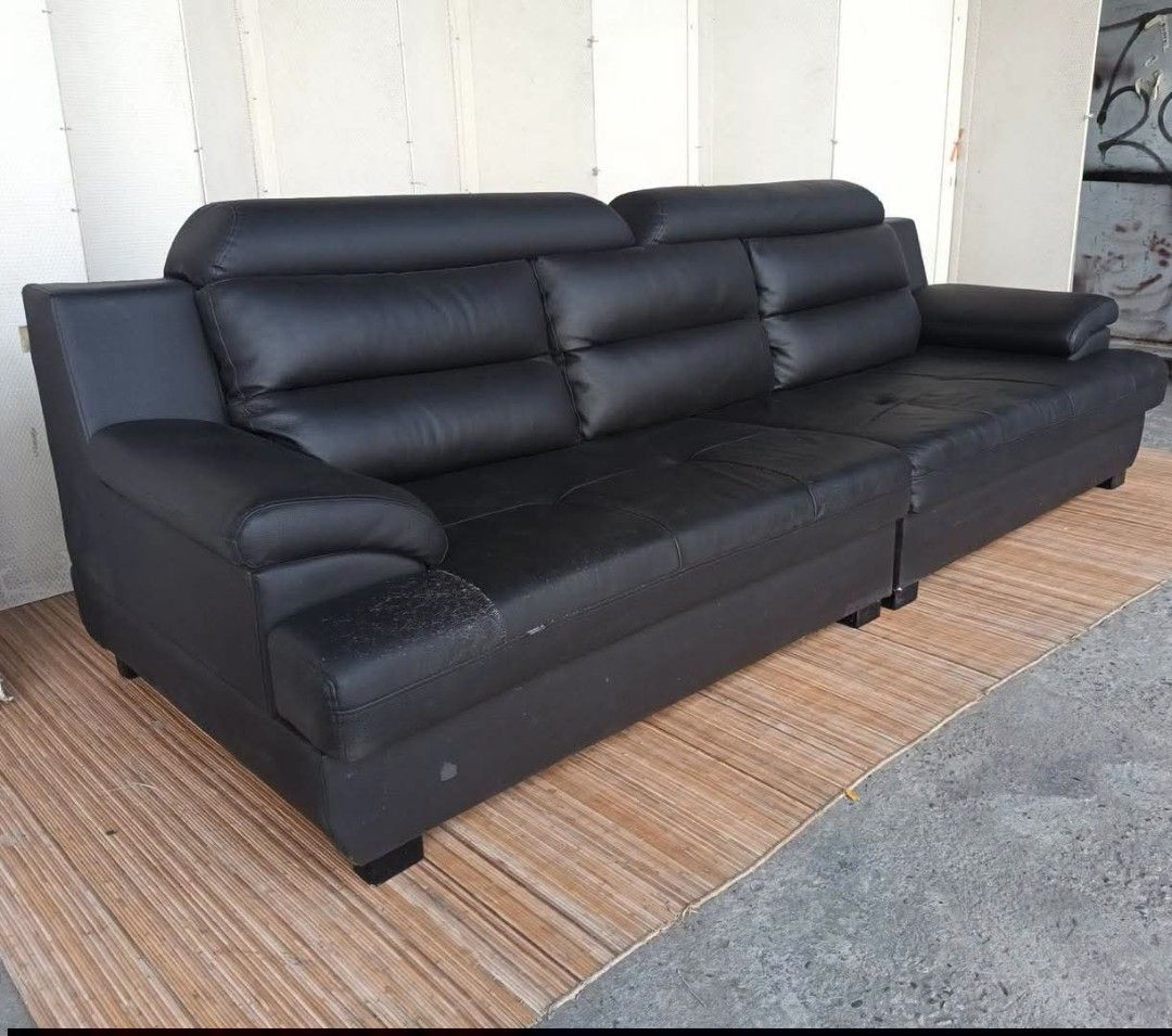 Sofa (Category: Sofas) located in Meycauayan. Submitted by marygracecasimiro (Listing ID 1448483875, Image 3). Description: Big & Bulky Leather Sofa 9ft length / 4-Seater Price: 15,500 L107 x W38.5 x H15/34 In good condition Minimal issue.