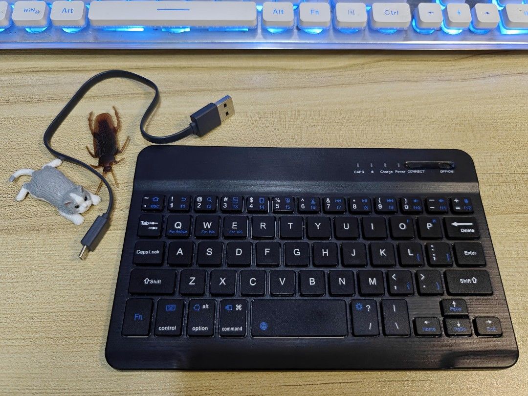 Tablet Mini Wireless Bluetooth Keyboard (Category: Computer Keyboard) located in Makati City. Submitted by kimbunturaz (Listing ID 1448438443, Image 1). Description: Size: 8 in. x 5 in. - Perfect match for mini tablets like iPad Mini, Huawei Matepad Mini, Xiaomi Pad Mini, Realme Pad Mini, etc! 💖 - Connects via Bluetooth - Micro USB port for charging - Charging cable included - In excellent working condition.
