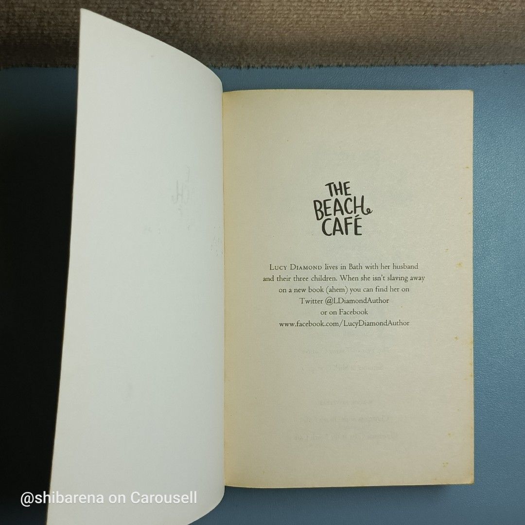 The Beach Cafe by Lucy Diamond Preloved Paperback Book (Category: Storybooks) located in Cebu City. Submitted by shibarena (Listing ID 1448344549, Image 3). Description: - The Beach Cafe by Lucy Diamond (Preloved Paperback Book) - Plot: Evie Flynn inherits a beach cafe in Cornwall after her aunt's death and aims to make it a success. - Theme: A story of potential disaster or budding romance. - Ideal For: Readers looking for a great book for a bea
