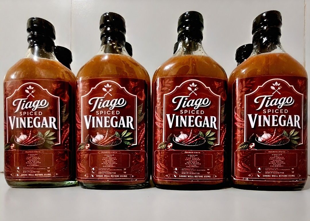 Tiago Spice Vinegar (Category: Spice & Seasoning) located in Malaybalay. Submitted by mirandajboy32 (Listing ID 1448327574, Image 2). Description: Tiago Spiced Vinegar is a delicious homemade blend of premium vinegar infused with fresh spices. Whether used as a dipping sauce, marinade, or seasoning, it adds a bold, authentic Filipino flavor to every bite. Shake well before using for the best taste. Best Paired With 🍗 Grilled Chicken 🐟 Fried Fis