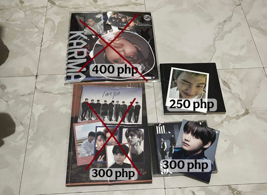 Unsealed BTS Kpop Albums Complete Inclusion (Category: CDs & DVDs) located in Pasig City. Submitted by fexelinaa (Listing ID 1448107664, Image 1). Description: Unsealed Albums Complete Inclusion!! SOLD ❌ •Karma (Limited) Album •I am You Album Payment: Gcash, Maya, GoTyme, MariBank MOD: J&T (buyer must pay sf + pf).