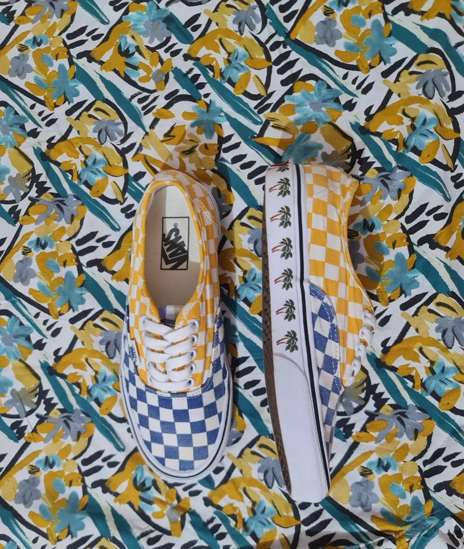 Vans Checkerboard Era Sneakers Blue Yellow (Category: Sneakers) located in Manila. Submitted by hustlersssss (Listing ID 1446794121, Image 2). Description: - Classic Vans Era sneakers - Iconic blue and yellow checkerboard pattern -Palm tree wide side wall - Lace-up style - Ideal for everyday wear - A cool pair of kicks -No issue -Accurate size -UNISEX.