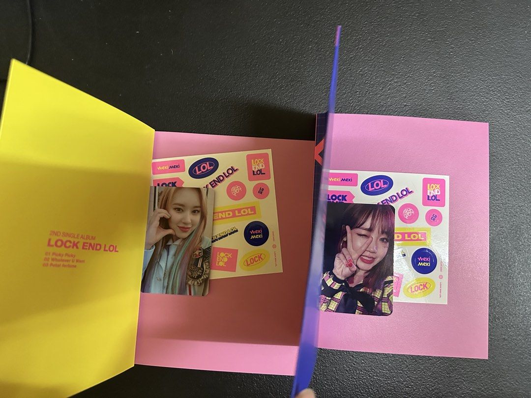 Weki Meki Signed Album Lock End Lol SET (Category: CDs & DVDs) located in Manila. Submitted by declutteringlot (Listing ID 1448443876, Image 3). Description: Selling as SET only Some smudge from weki meki’s marker.