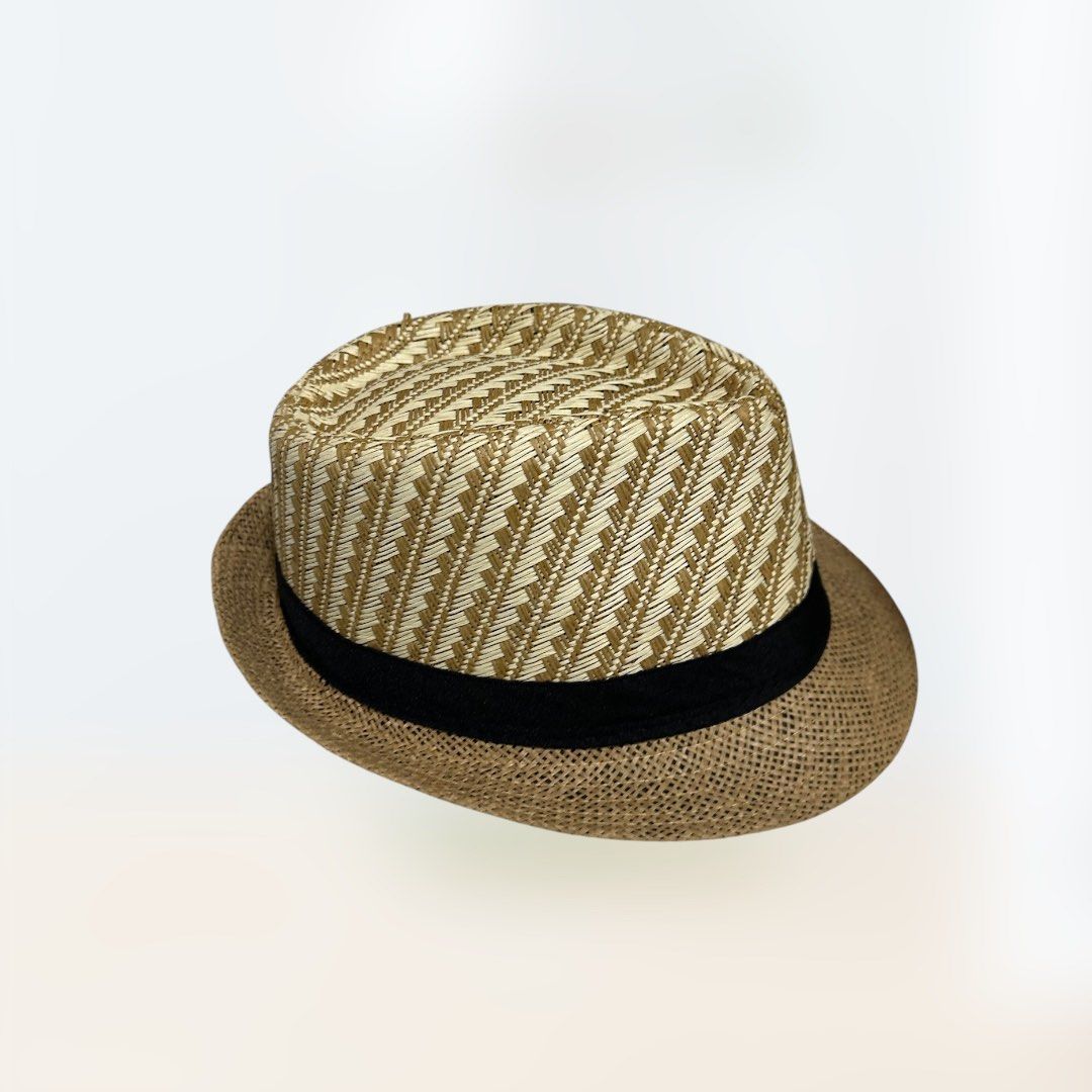 NEW Woven Fedora HAT with Black Band (Category: Caps & Hats) located in Pasig City. Submitted by funhuntr (Listing ID 1448381822, Image 2). Description: NEW UNUSED Woven Raffia Fedora Hat - Stylish woven fedora hat - Tan and beige patterned crown - Classic black band around the base - Ideal for outdoor OOTDs, great for photoshoots and adding flair to outfits, will fir right in for beach and nature trips - One size fits most adults, head opening i