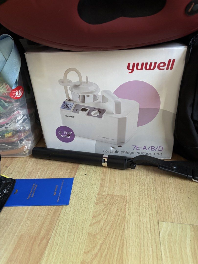 Yuwell 7E-A/B/D Portable Phlegm Suction Unit Oil Free Pump (Category: Medical Supplies & Tools) located in Kuala Lumpur. Submitted by setiaa.co (Listing ID 1448364627, Image 1). Description: - Yuwell Portable Phlegm Suction Unit - Available Models: 7E-A, 7E-B, 7E-D - Features an oil-free pump for quiet and clean operation - Ideal for home healthcare needs - Light used less than 5 times.