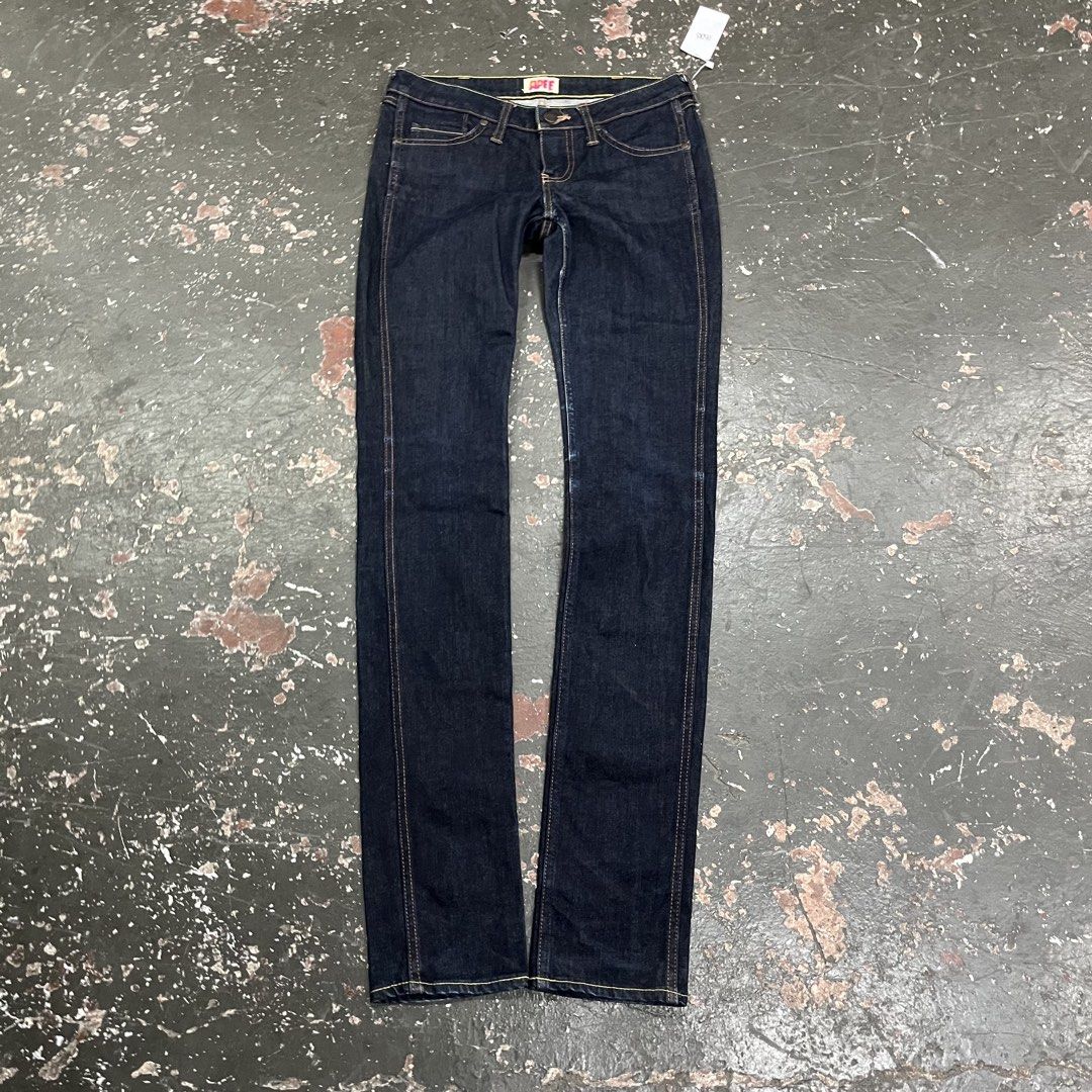A BATHING APE BAPE Dark Wash Denim Jeans (Category: Jeans) located in Cagayan de Oro. Submitted by sumamestreethub (Listing ID 1448601996, Image 1). Description: - Authentic A BATHING APE dark wash denim jeans - Classic straight leg fit - Features iconic BAPE camo lining inside pockets - Brand new, with tags still attached - A great addition to any streetwear collection DIMENSIONS W-28 L-42 T-9 H-5.5.