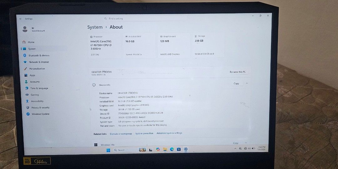 Acer Nitro 5 gaming laptop 8gb ram