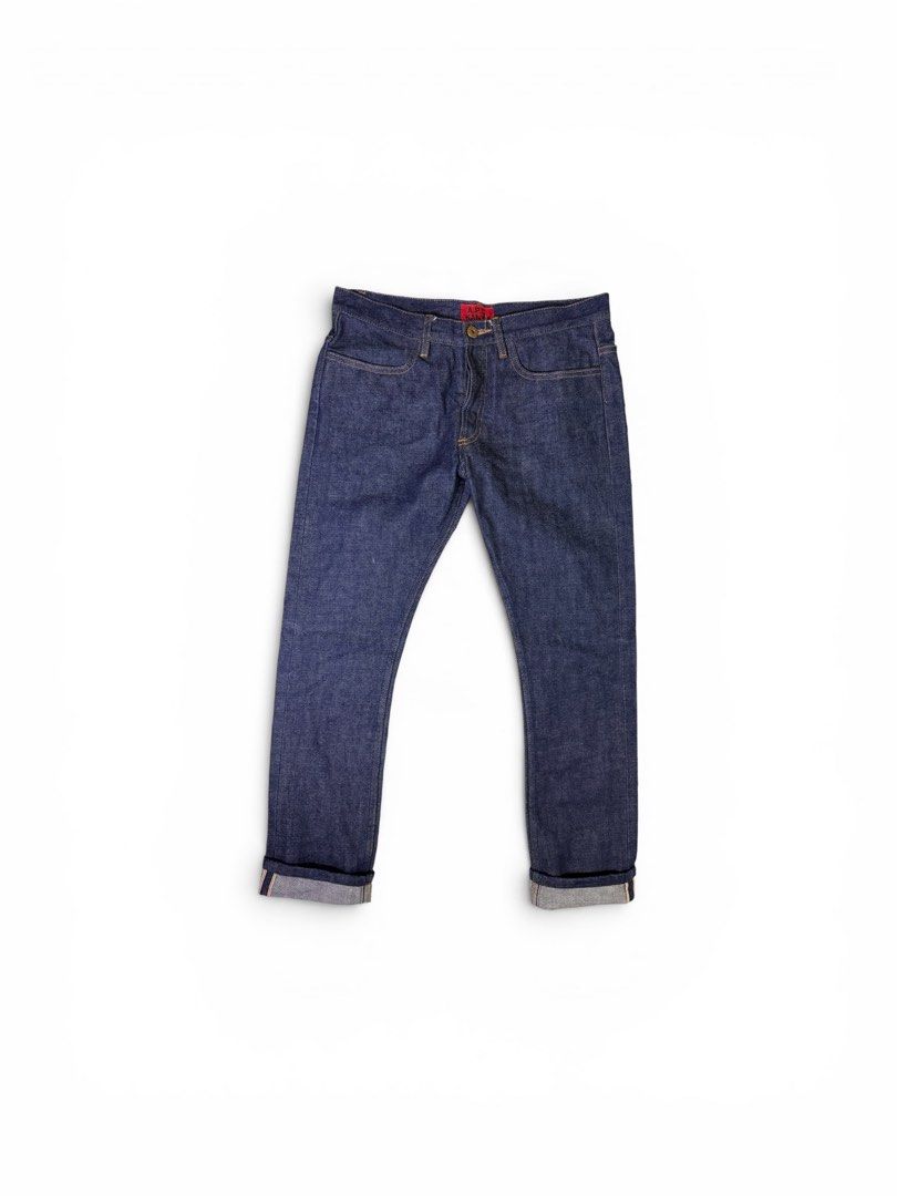 APC Kanye selvedge denim (Category: Jeans) located in Quezon City. Submitted by dailyfits08 (Listing ID 1448647655, Image 1). Description: Excellent Raw denim Size on tag 27 (fits 29-30) Waist 29-30 Length 37 Thigh 8.5 Leg opening 6.5 .