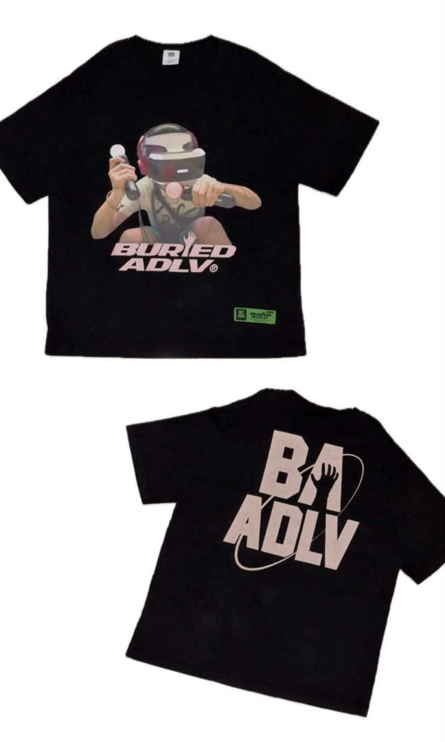 [AUTHENTIC] ADLV x Buried Alive "VR Gamer" Collab Tee (Category: Tshirts & Polo Shirts ) located in Ozamiz City. Submitted by _chapagetti (Listing ID 1448512817, Image 1). Description: ⭒ [AUTHENTIC] ADLV x Buried Alive "VR Gamer" Collab Tee ⭒ size: 2 on tag color: black condition: 9/10 issue: cracks on back print ✭ Misamis Occidental, Ozamiz City ✭ DM to claim/mine !! ✭ Shipping nationwide !! ✭ GCash/BPI/Cash only !!.