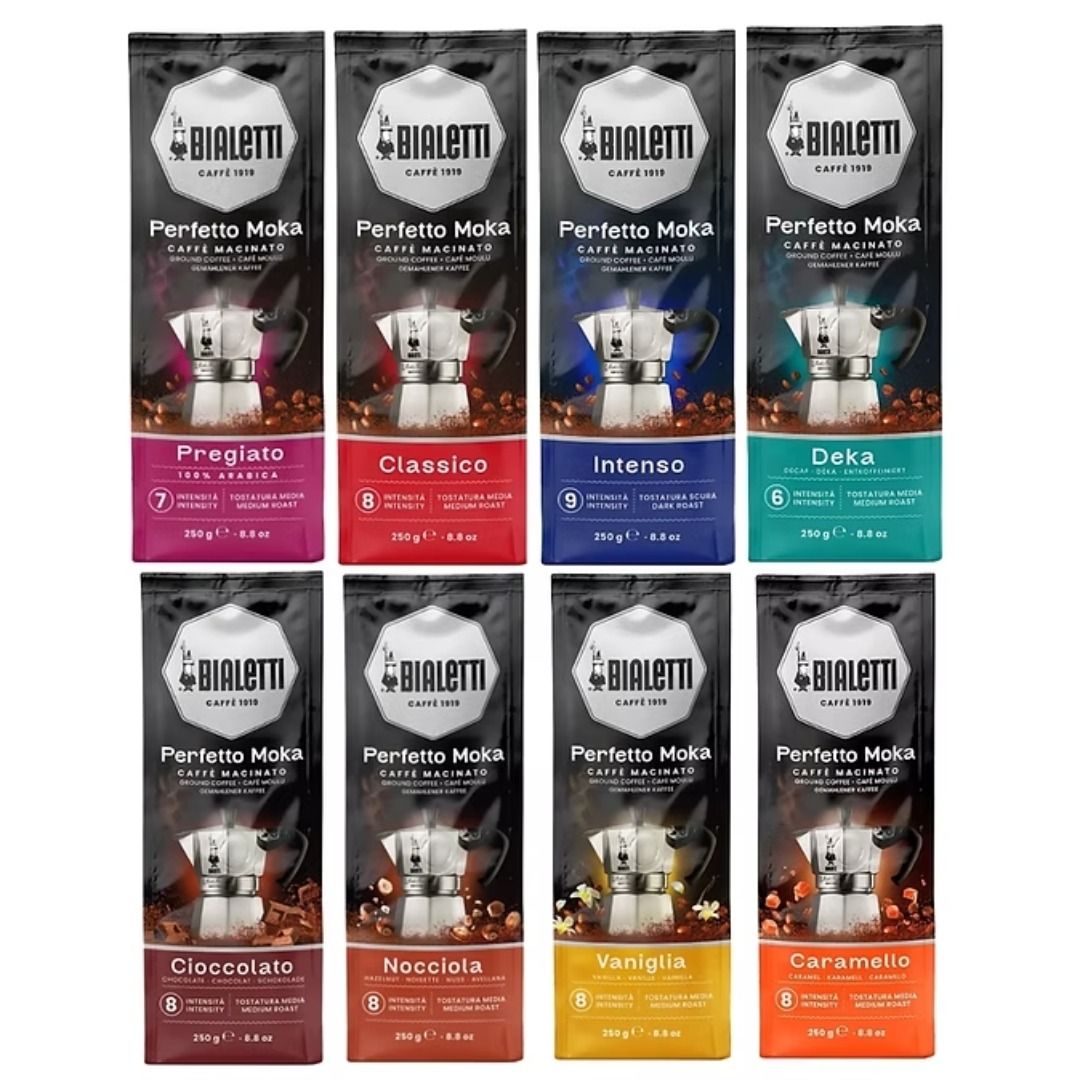 Bialetti Perfetto Moka 8 PACK Ultimate Sampler (All Flavors) (Category: Other Food & Drinks) located in Mandaluyong City. Submitted by barista.essentials (Listing ID 1373378653, Image 1). Description: Moka 8 PACK Ultimate Sampler (All Flavors) = P 4,700. Moka 4 Pack Sampler Hazelnut Chocolate Vanilla Caramel=P2650. Decaf 250g =P 690 Nocciolato 250g=690 Cioccolato 250g=690 Vaniglia 250g=690 Caramello 250g=690 Bialetti Perfetto Moka Pregiato ground