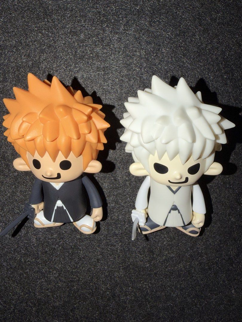 Bleach Panson Ichigo Set (Category: Figurines & Statues) located in Quezon City. Submitted by clcid (Listing ID 1448638678, Image 1). Description: - Set of 2 adorable chibi-style anime figures. - Features one character with orange spiky hair in a black suit. - Features one character with white spiky hair in a light grey suit. - Both figures are equipped with small swords. - Ideal for anime fans and collectors..