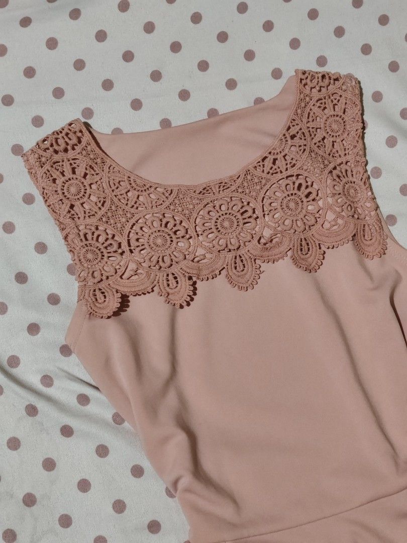blush pink cocktail dress (Category: Dresses) located in Bulacan. Submitted by angel.decluttersx (Listing ID 1448677732, Image 2). Description: size S-M with thick fabric good as new.