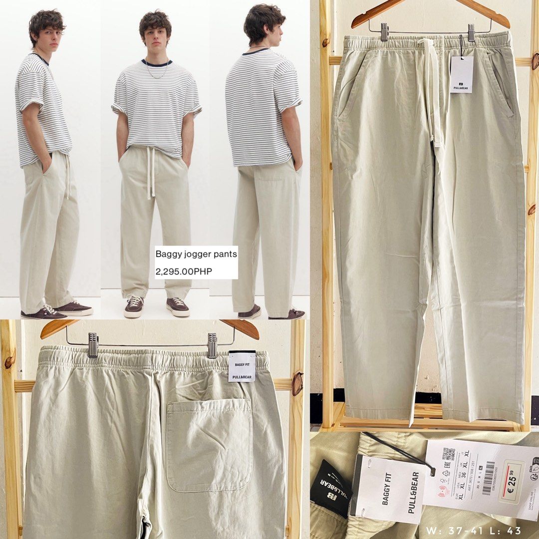 BNWT Pull & Bear baggy jogger pants (Category: Joggers) located in Dasmarinas. Submitted by allisongrey1323 (Listing ID 1448521398, Image 1). Description: BNWT Pull & Bear baggy jogger pants XL on tag waist: 37-41 length: 43 store price: 2,295 price: 1,350.