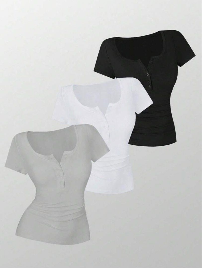 button tee (Category: Shirts) located in Singapore. Submitted by beryn1xe (Listing ID 1448664088, Image 1). Description: •buy all 3 at $6 •buy 1 for $3 .