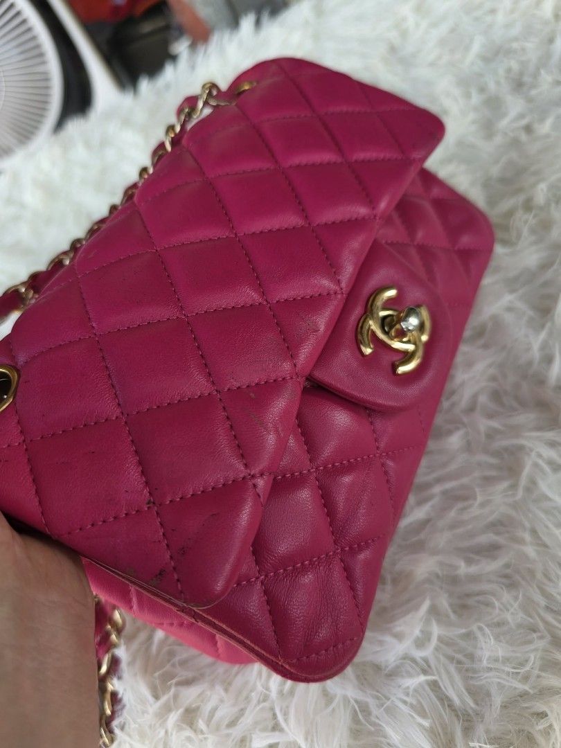 Chanel Classic Flap Bag Pink Lambskin (Category: Luxury Bags & Wallets) located in Batangas. Submitted by venus232nd (Listing ID 1448602794, Image 1). Description: - Pink Chanel Classic Flap Bag - Material: Lambskin Leather - Hardware: Gold - Size: Medium (fits a phone) - Overall: Still a beautiful and iconic piece..