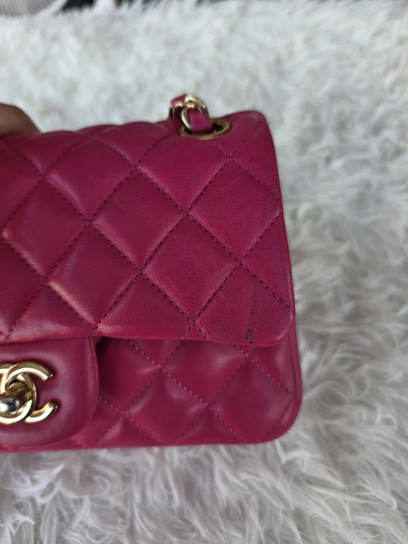 Chanel Classic Flap Bag Pink Lambskin (Category: Luxury Bags & Wallets) located in Batangas. Submitted by venus232nd (Listing ID 1448602794, Image 2). Description: - Pink Chanel Classic Flap Bag - Material: Lambskin Leather - Hardware: Gold - Size: Medium (fits a phone) - Overall: Still a beautiful and iconic piece..