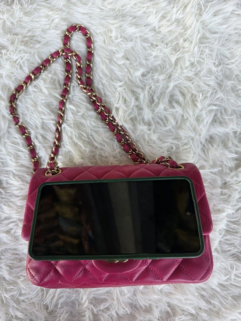 Chanel Classic Flap Bag Pink Lambskin (Category: Luxury Bags & Wallets) located in Batangas. Submitted by venus232nd (Listing ID 1448602794, Image 3). Description: - Pink Chanel Classic Flap Bag - Material: Lambskin Leather - Hardware: Gold - Size: Medium (fits a phone) - Overall: Still a beautiful and iconic piece..