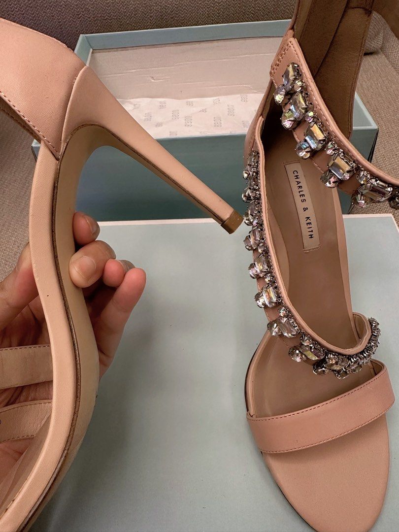 Charles & Keith Embellished Heels (Category: Heels) located in Kuala Lumpur. Submitted by fashion.empire (Listing ID 1448653939, Image 3). Description: - Worn once - Third party box - Got defect on base skin .