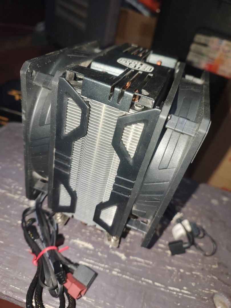Cooler Master Hyper 212 RGB CPU Cooler with Fans (Category: Computer Parts) located in Caloocan City. Submitted by dark_fenrir13 (Listing ID 1448545186, Image 1). Description: - Cooler Master Hyper 212 CPU Cooler - Includes two SickleFlow 120 RGB Fans - Adjustable fan speed -Easy fan dismount for faster cleaning - All mounting hardware and brackets for Intel and AMD included WITH manual - Tested and confirmed working - Excellent for maintaining l