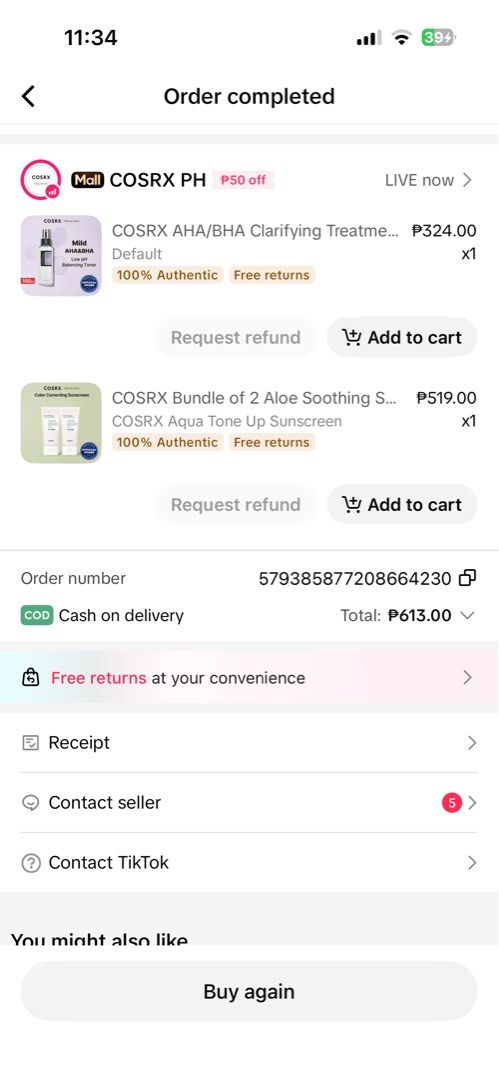 COSRX AHA/BHA Clarifying Treatment Toner (Category: Face Care) located in Binan City. Submitted by kpreloved___ (Listing ID 1418854841, Image 3). Description: - COSRX AHA/BHA Clarifying Treatment Toner - 100 mL / 3.38 fl. oz. - Expiration Date: March 3, 2027 - Clear bottle with black spray nozzle - Clarifying treatment toner.