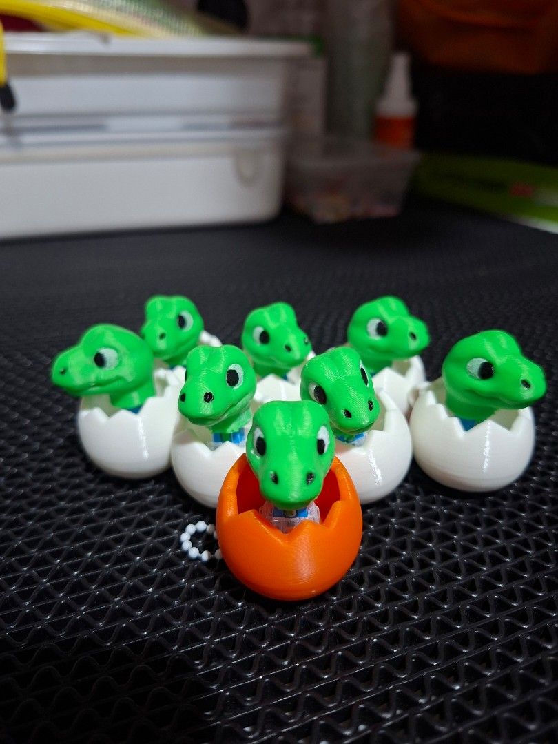 Cute Dinosaur Egg & Carrot Keychains - Set of 8 (Category: Character Goods) located in Quezon City. Submitted by laniestore (Listing ID 1448489632, Image 1). Description: - Set of 8 cute Dino Egg Clicker - Includes 4 dinosaur egg keychains with little green dinosaurs hatching out - Great for decorating bags or keys - Fun little accessories.