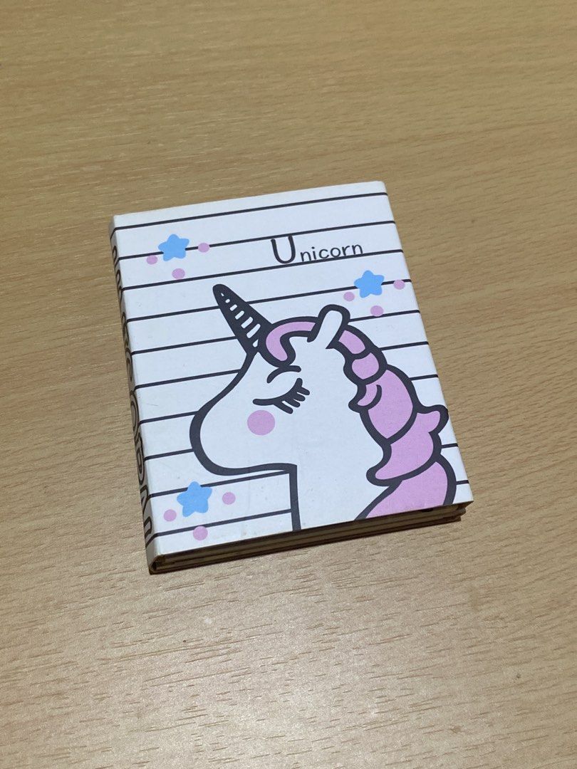 Cute Unicorn Sticky Notes Set (Category: Stationery & School Supplies) located in Dasmarinas. Submitted by ae.decluttering (Listing ID 1448597930, Image 1). Description: - Adorable unicorn sticky notes - Comes in a set of 4 unique designs - Perfect for quick notes and reminders - Great for students and cute stationery enthusiasts - Compact and easy to carry.