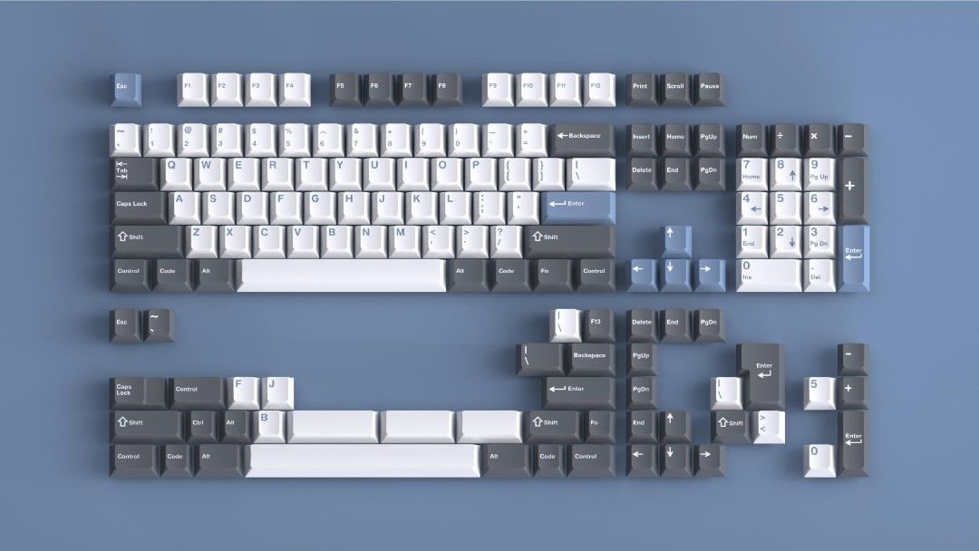 GMK Arctic Clone (Category: Computer Keyboard) located in Quezon City. Submitted by fluffymoose0424 (Listing ID 1448555430, Image 2). Description: Image 1 for layer 1/3 of the keycap set Image 2 Reference image of an original ABS GMK Arctic Material: PBT, matte texture.