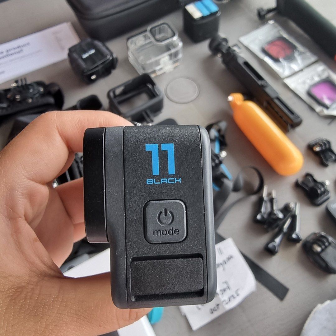 GoPro HERO 11 Black Action Camera with Accessories (Category: Cameras) located in Quezon City. Submitted by cess.adams (Listing ID 1448644247, Image 1). Description: - GoPro HERO 11 Black camera - Variety of mounts and accessories included - Dive housing for underwater adventures - Battery charging box - All items pictured are included - Ready for your next adventure!.