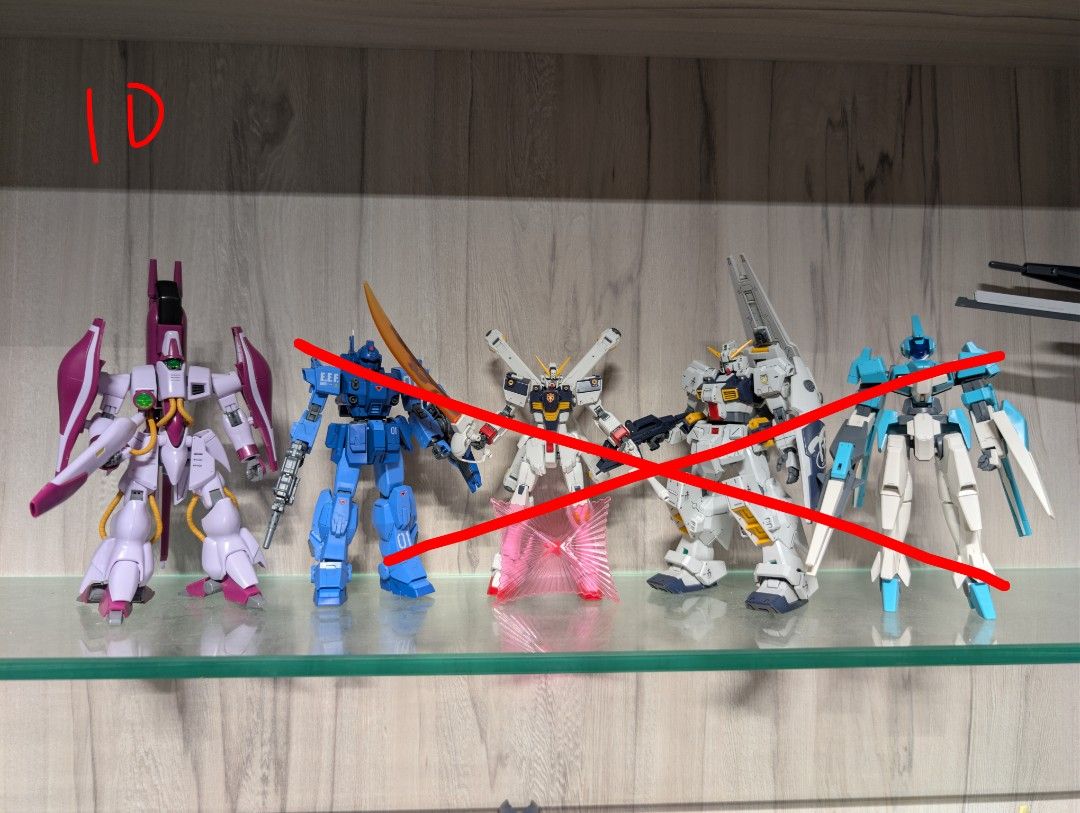 Gundam HG kits BUILT #3 (Category: Gundam Model Kits) located in Singapore. Submitted by oddlaw (Listing ID 1444409610, Image 1). Description: HG kits built bandai in good condition, no box, comes with instructions booklet img 1 & 2 10 each img 3 (three p-bandai kits in the middle) 15 each last img 5 each.