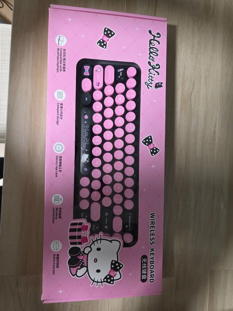 Hello Kitty Wireless Keyboard Pink Retro Round Keys504622648468459520