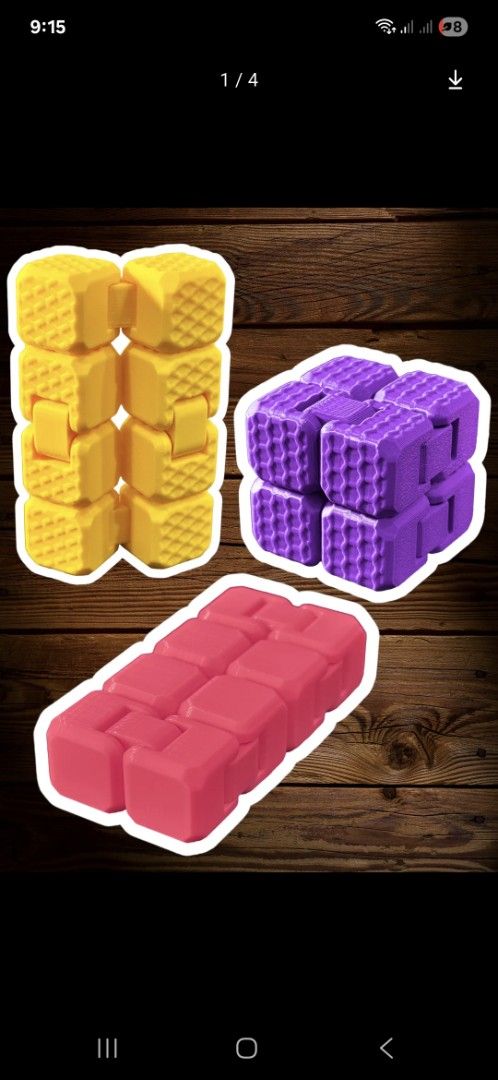 Infinity Cube Fidget Toy - Yellow, Purple, Pink (Category: Board Games & Puzzles) located in Quezon City. Submitted by laniestore (Listing ID 1448491800, Image 1). Description: - Cool fidget toys for stress relief and focus. - Infinity cubes fold and unfold into different shapes. - Keeps your hands busy and helps concentration. - Available in yellow, purple, and pink. - Fun for kids and adults alike. - Collect all three colors!.