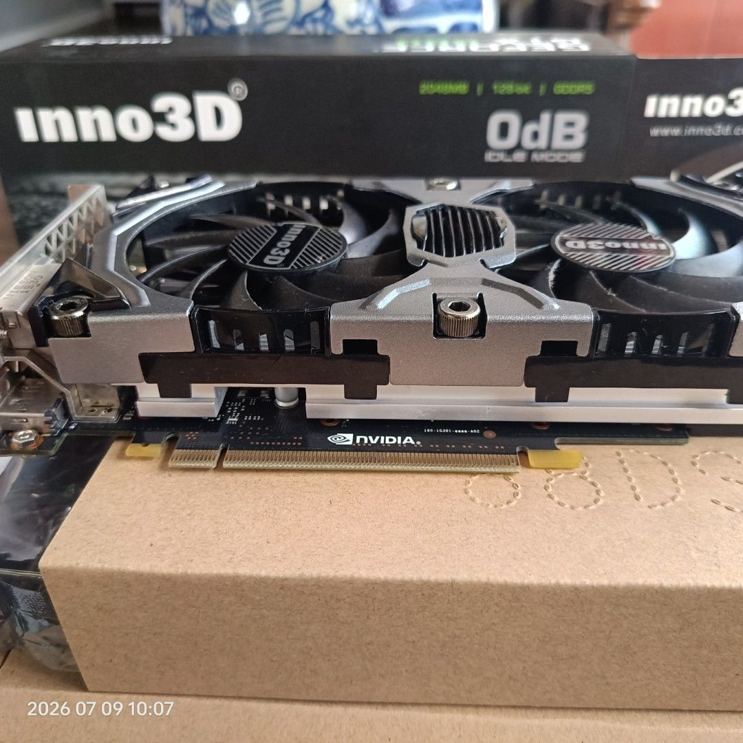 Inno3D GeForce GTX 960 (Category: Computer Parts) located in Calasiao. Submitted by anthonypeter (Listing ID 1436649288, Image 3). Description: - Inno3D GeForce GTX 960 graphics card - Features Gamestream, GameWorks, and G-Sync - Includes 3DMark bundle - Dual-fan design for efficient cooling - 0dB mode for silent operation.