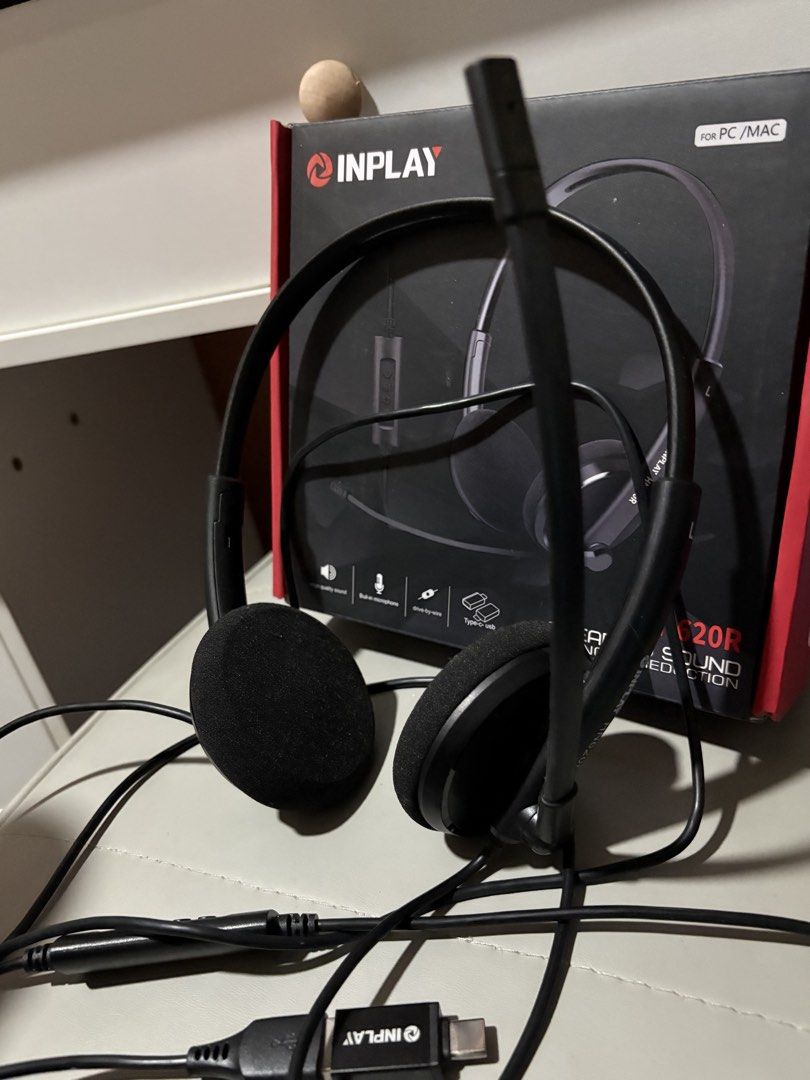 INPLAY HN-PC20R USB-C Headset with Microphone for PC/Mac (Category: Headphones & Headsets) located in Lingayen. Submitted by lotus.archives (Listing ID 1448691264, Image 3). Description: - INPLAY Headset with Microphone - Connects via USB-C - Compatible with PC and Mac - Crystal clear sound for calls and online meetings - Lightweight design for all-day comfort - Includes original box (only used for submitting requirements for VA, hindi na nagamit