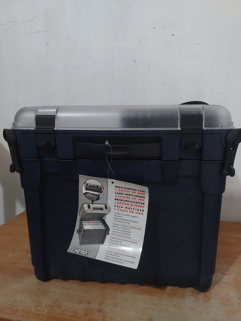 KETER Blue Plastic Organizer Tool Box with Compartments (Category: Storage Boxes & Baskets) located in Quezon City. Submitted by jpnvintageonline (Listing ID 1448545105, Image 2). Description: - Blue KETER organizer box - Multiple compartments inside - Clear lid for easy visibility - Secure latches - Minor external scuffs from storage - Ideal for organizing tools, craft supplies, or small items.