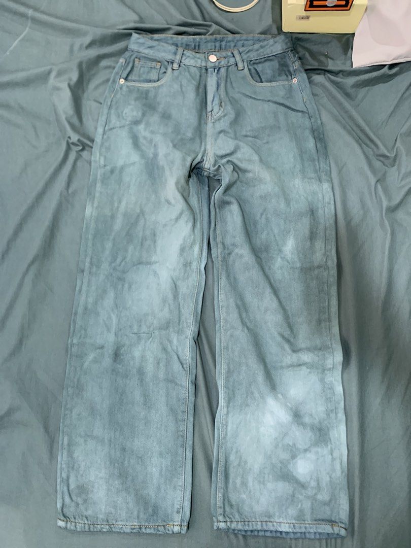 Light Wash Wide Leg Denim Jeans (Category: Jeans) located in Binan City. Submitted by bentenison (Listing ID 1448566148, Image 1). Description: - Light wash denim jeans - Trendy wide leg cut - Secure button and zip closure - Convenient front and back pockets (4 total) - Measurements: Waist approx. 28 inches, Outseam approx. 30 inches - Ideal for everyday casual wear.