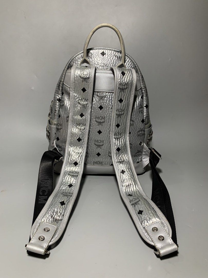MCM MINI STARK SILVER BACKPACK (Category: Luxury Bags & Wallets) located in Taguig. Submitted by thehookv1 (Listing ID 1448553112, Image 3). Description: MCM MINI STARK BACKPACK VERY GOOD CONDITION AUTHENTIC BAG ONLY TAGUIG DM ME .