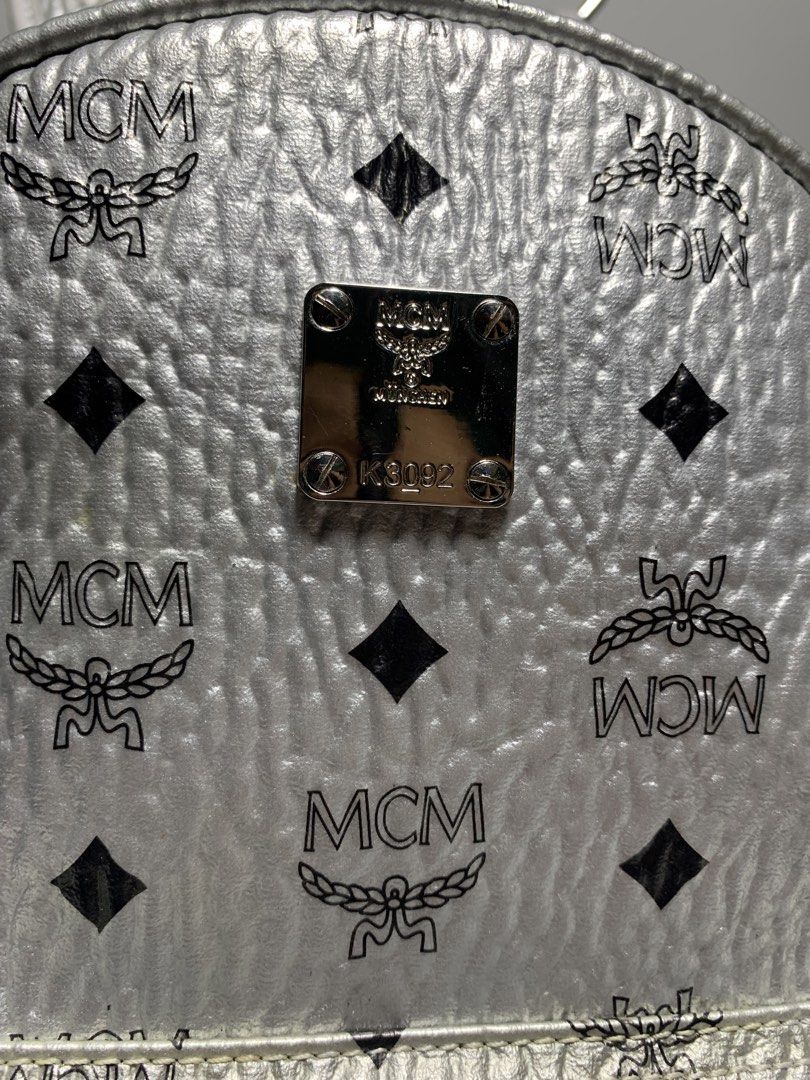 MCM MINI STARK SILVER BACKPACK (Category: Luxury Bags & Wallets) located in Taguig. Submitted by thehookv1 (Listing ID 1448553112, Image 2). Description: MCM MINI STARK BACKPACK VERY GOOD CONDITION AUTHENTIC BAG ONLY TAGUIG DM ME .