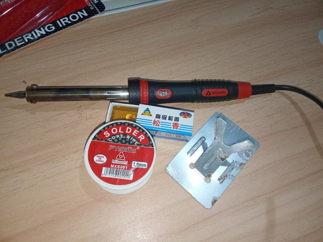 Mitsubishi Soldering Iron (Category: Looking For) located in Manila. Submitted by riju_collection (Listing ID 1448520741, Image 3). Description: Mitsubishi Soldering Iron Complete Set Gagamitin nalang. Isang beses lang nagamit then natambay na sa bahay. •Soldering Iron •Soldering Wire •Soldering Stand •Solder Flux Rosin Paste Location: Las Pinas City.
