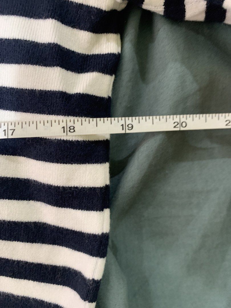 MNG Striped Short Sleeve Top Size M (Category: Blouses) located in Binan City. Submitted by bentenison (Listing ID 1448563653, Image 2). Description: - MNG navy and white striped top - Short sleeves - Crew neck - Soft knit material - Measurements: Pit to pit approx 18 inches, length approx 17 inches - Ideal for casual wear.