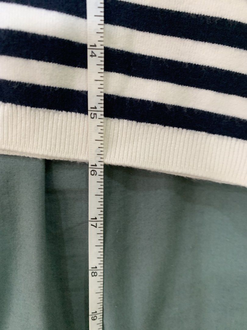 MNG Striped Short Sleeve Top Size M (Category: Blouses) located in Binan City. Submitted by bentenison (Listing ID 1448563653, Image 3). Description: - MNG navy and white striped top - Short sleeves - Crew neck - Soft knit material - Measurements: Pit to pit approx 18 inches, length approx 17 inches - Ideal for casual wear.